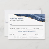 Blue and Gold Agate Geode Wedding Reply Card Kaart (Voorkant)