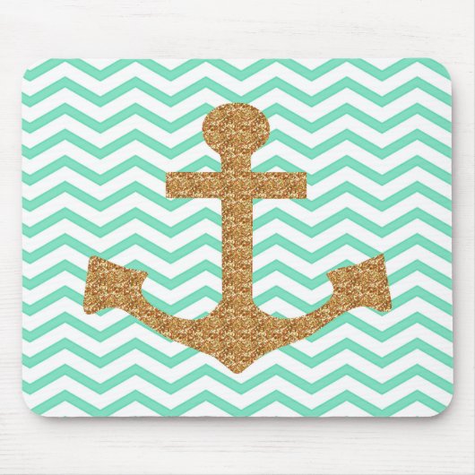 Blue and Gold Anchor Mousepad Muismat (Voorkant)