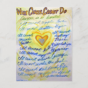 Blue and Gold Angel Heart Cancer Text Briefkaart