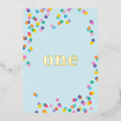 Blue and Gold Boy Fist Birthday Confetti Folie Uitnodiging (Voorkant)