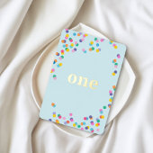 Blue and Gold Boy Fist Birthday Confetti Folie Uitnodiging