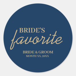 Blue and Gold Bride's Favoriete Snack Bruiloft Ronde Sticker
