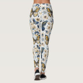 Blue and Gold Butterfly Floral Women’s Leggings (Achterkant)