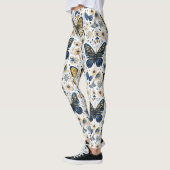 Blue and Gold Butterfly Floral Women’s Leggings (Links)
