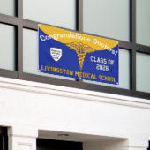 Blue and Gold Caduceus Medical School Afstuderen Spandoek (Buitenkant Gebouw)