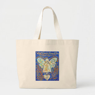 Blue and Gold Cancer Angel Bag Grote Tote Bag