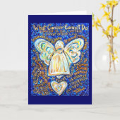 Blue and Gold Cancer Angel Card Kaart (Gele Bloem)