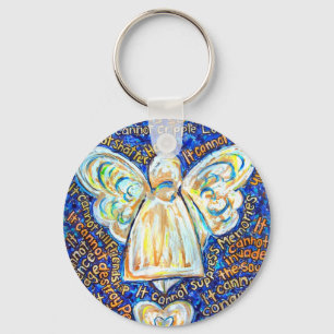 Blue and Gold Cancer Angel Sleutelhanger