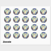 Blue and Gold Cancer Angel-stickers Ronde Sticker (Vel)
