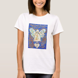 Blue and Gold Cancer Angel T-shirt (tekst op achte