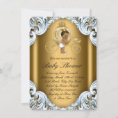 Blue and Gold Carriage Ethnic Prince Baby shower Kaart (Achterkant)