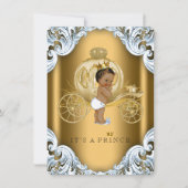 Blue and Gold Carriage Ethnic Prince Baby shower Kaart (Voorkant)