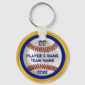 Blue and Gold Cheap - Aangepaste Baseball-cadeaus Sleutelhanger (Voorkant)