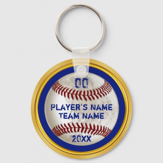 Blue and Gold Cheap - Aangepaste Baseball-cadeaus Sleutelhanger (Voorkant)