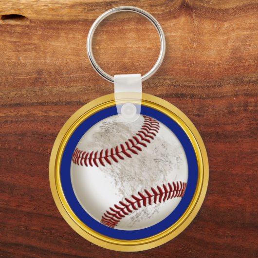 Blue and Gold Cheap - Aangepaste Baseball-cadeaus Sleutelhanger (Achterkant)