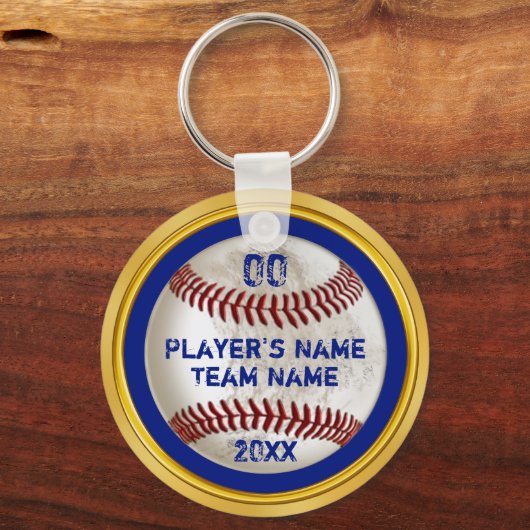 Blue and Gold Cheap - Aangepaste Baseball-cadeaus Sleutelhanger (Voorkant)