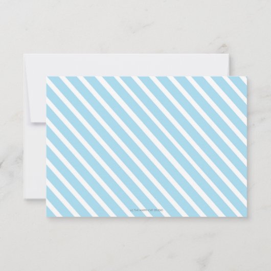 Blue and Gold Christening Boy Fotouitnodiging Aankondiging (Achterkant)