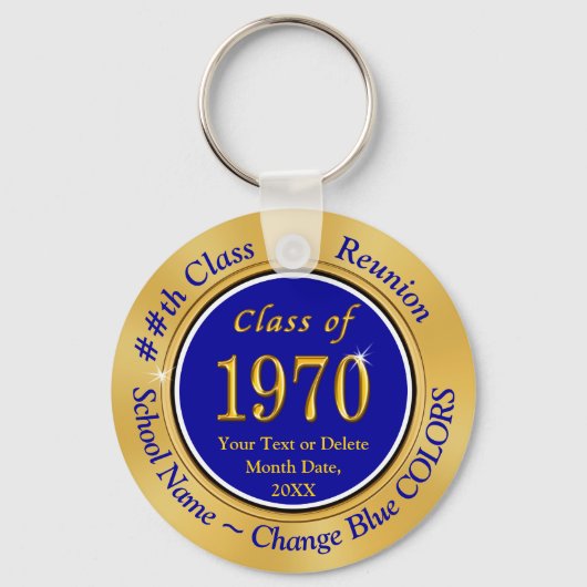 Blue and Gold Class of 1970 Personalized Reunion Sleutelhanger (Voorkant)
