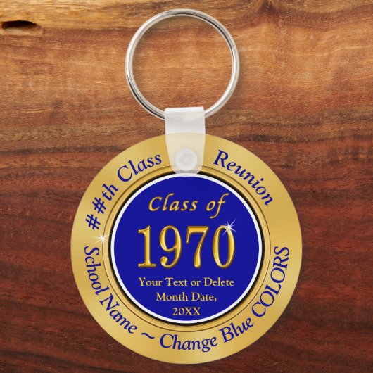 Blue and Gold Class of 1970 Personalized Reunion Sleutelhanger (Voorkant)