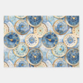 Blue and Gold Clock Pattern Inpakpapier Vel (Voorkant 3)