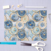 Blue and Gold Clock Pattern Tissuepapier (Craft)