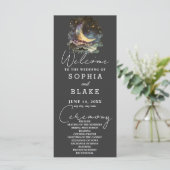 Blue and Gold Crescent Moon huwelijksprogramma (Staand voorkant)