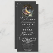 Blue and Gold Crescent Moon huwelijksprogramma (Voorkant / Achterkant)