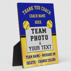 Blue and Gold, Custom Photo, Softball Coach Gifts, Fotoplaat