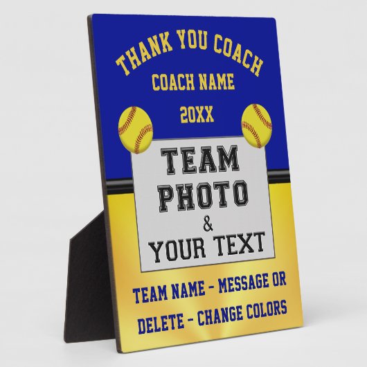 Blue and Gold, Custom Photo, Softball Coach Gifts, Fotoplaat (Zijkant)