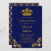 Blue and Gold Damask Royal Wedding