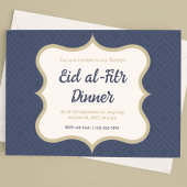 Blue and Gold Diamond Patterned Eid al-Fitr Kaart