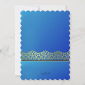 Blue and Gold Edging Photo Invitation Kaart (Achterkant)
