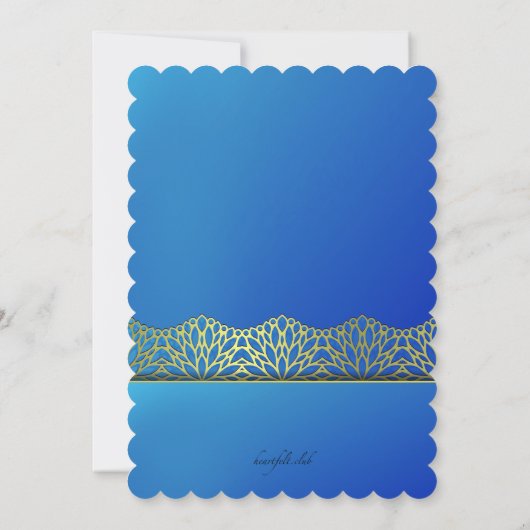 Blue and Gold Edging Photo Invitation Kaart (Achterkant)