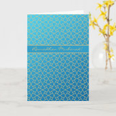 Blue and Gold-effect Ramadan Kaart, Islamic Patter Kaart (Gele Bloem)