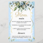 Blue and Gold Elegant Floral Rustic  Menu Card (Voorkant)