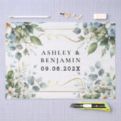  Blue and Gold Elegant Floral Rustic Watercolor Tissuepapier (Craft)