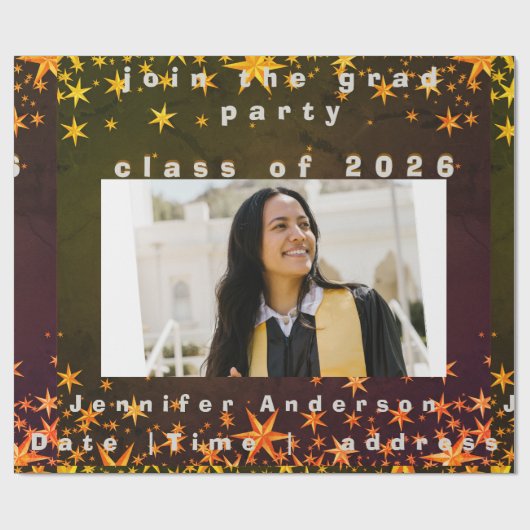 blue and gold elegant invitation cadeaupapier (Vlak)