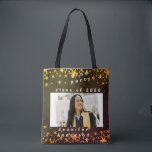 blue and gold elegant invitation tote bag<br><div class="desc">Celebrate your graduate’s big achievement with this elegant blue and gold starry graduation party toto bagFeaturing a customizable photo of the graduate framed by shimmering golden stars, this design blends sophistication with festive charm. Personalize the back with event details—name, —to create a keepsake that guests will treasure. Perfect for high...</div>