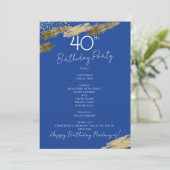 Blue and Gold Event Menu Kaart (Staand voorkant)
