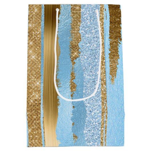 Blue and Gold Fancy Gift Bag Medium Cadeauzakje (Achterkant)