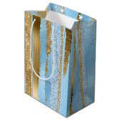 Blue and Gold Fancy Gift Bag Medium Cadeauzakje (Achterkant Gekanteld)