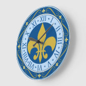 Blue and Gold Fleur-de-Lis Grote Klok (Hoek)