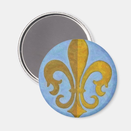 Blue and Gold Fleur De Lis Magneet (Voorkant / Achterkant)