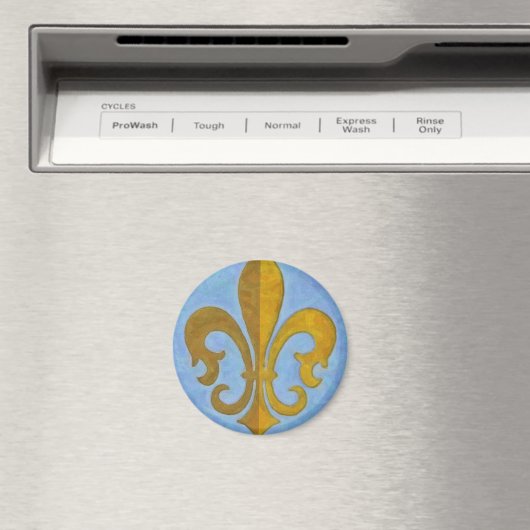 Blue and Gold Fleur De Lis Magneet (Insitu (Vaatwasser))