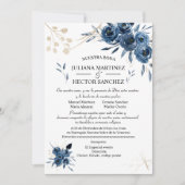 Blue and Gold Floral Invitation (Spanje) Kaart (Voorkant)