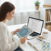 Blue and Gold Floral Notitieboek