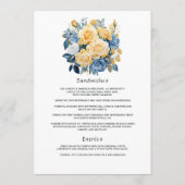 Blue and Gold Floral Wedding Menu (Achterkant)