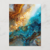 Blue and Gold Fluid Art Abstract Briefkaart (Voorkant)