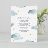 Blue and Gold Foil Sweet Dreams Baby shower Invite Folie Uitnodiging (Staand Voorkant)