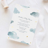 Blue and Gold Foil Sweet Dreams Baby shower Invite Folie Uitnodiging